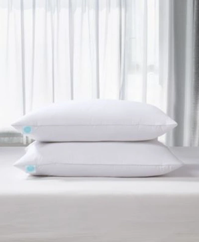 Martha Stewart 2 Piece Tencel Around Feather Down Medium Firm Pillow Set Collection In White