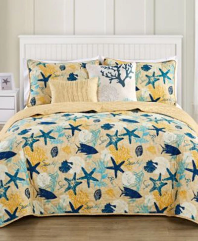 Vcny Home Aquatic Reversible Quilt Set Collection In Blue