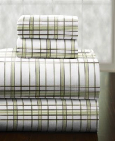 Pointehaven Heavy Weight Cotton Flannel Sheet Set Bedding In Sage Plaid