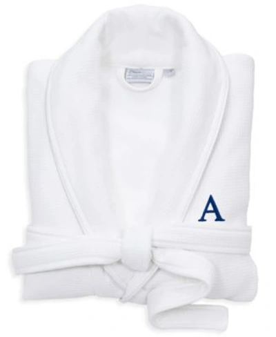 Linum Home Personalized 100 Turkish Cotton Waffle Terry Bathrobe With Satin Piped Trim Collection Bedding In White