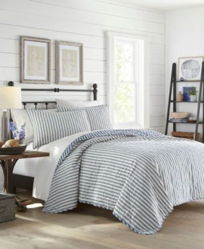 Stone Cottage Willow Way Ticking Stripe Quilt Set Collection Bedding In Open Gray