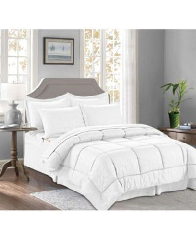 Elegant Comfort Bamboo Pinted Comforter Sets Bedding In White