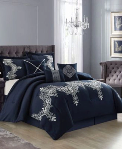 Stratford Park Fannie 7 Piece Comforter Set Collection Bedding In Navy