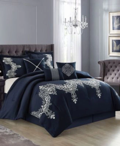 Stratford Park Fannie 7 Piece Comforter Set Collection In Navy