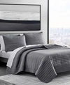 Vera Wang Diamond Velvet Reversible 3 Piece Quilt Set, Queen Bedding In Soft Charcoal