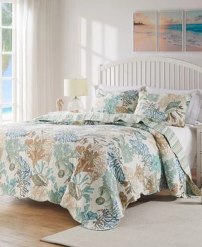 Greenland Home Fashions Atlantis Jade Quilt Set 3 Piece In Lt Pastel