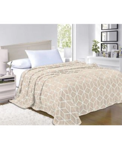 Elegant Comfort Luxury Cube Plush Fleece Blanket Bedding In Aqua