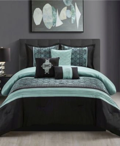 Stratford Park Lilly Comfortersets Bedding In Aqua And Black