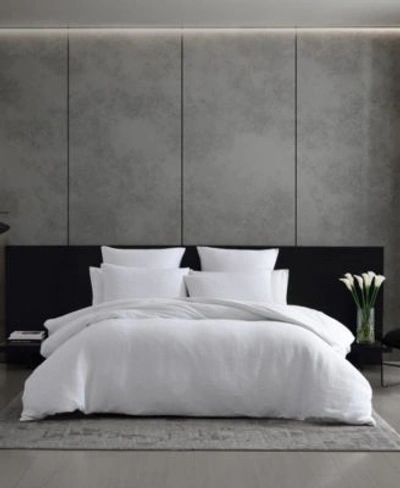 Vera Wang 2 Piece Solid Textured Pleats European Sham Set Bedding In Off White