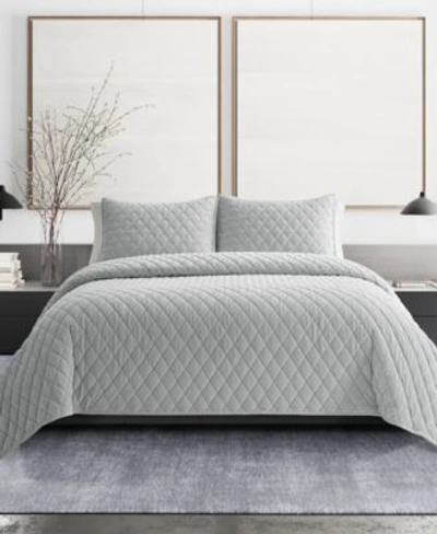 Vera Wang Diamond Velvet Quilt Sham Set Collection In Putty