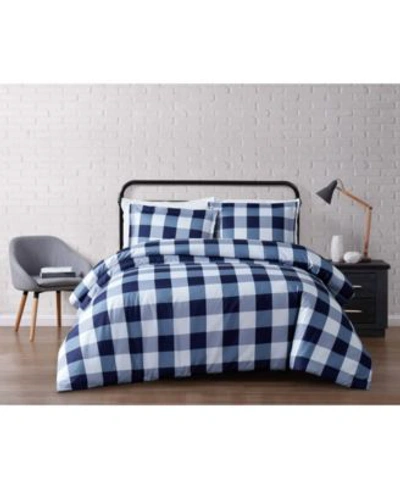 Truly Soft Everyday Buffalo Plaid Duvet Sets Bedding In Navy And White
