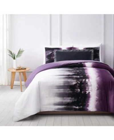 Vince Camuto Home Vince Camuto Mirrea Duvet Cover Set Collection Bedding In White/purple