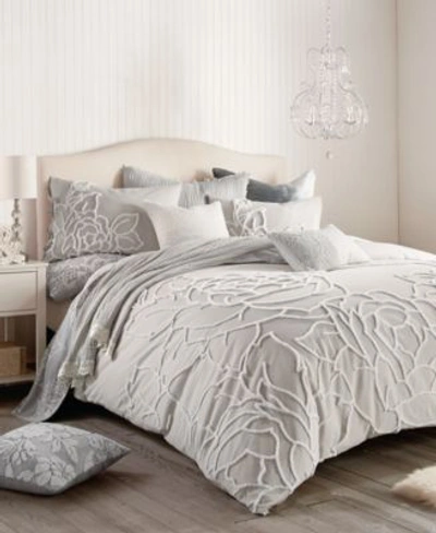 Peri Home Peri Chenille Rose Collection Bedding In Grey