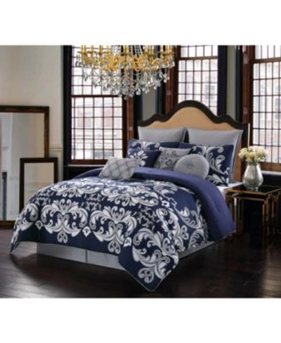 Style 212 Dolce 10 Piece Comforter Sets Bedding In Silver And Navy