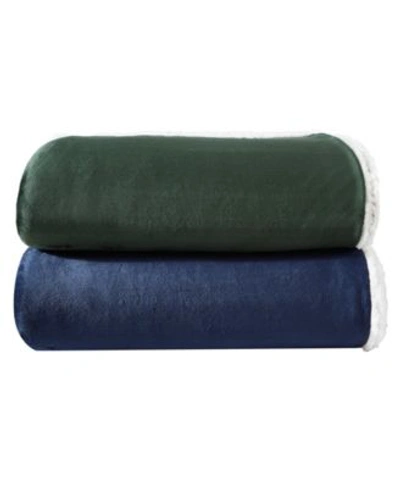 Eddie Bauer Solid Ultra Soft Plush Blanket Bedding In Dusted Indigo