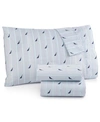 Nautica Audley Cotton Percale 3-piece Sheet Set, Twin In Blue