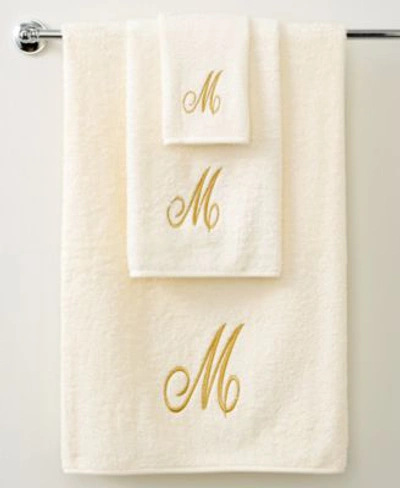 Avanti Bath Towels Monogram Initial Script Ivory Gold Collection Bedding In White