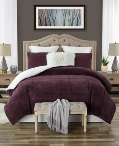Cathay Home Inc. Exquisite Plush Faux Fur Sherpa Reversible Comforter Set Bedding In Grey