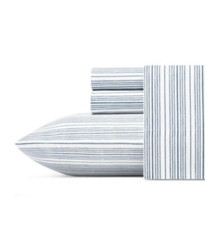 Nautica Beaux Stripe Cotton Percale Sheet Set In Sea Blue
