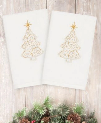 Linum Home Christmas Tree Scroll 100 Turkish Cotton Hand Towel Collection Bedding In Beige