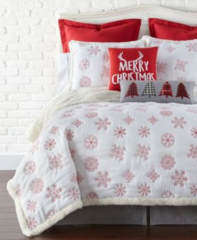 Levtex Home Red Snowflake Sherpa Quilt Set