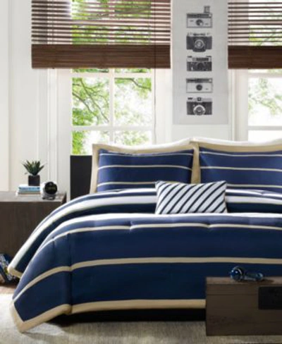 Mi Zone Ashton 4 Piece Comforter Set Bedding In Navy