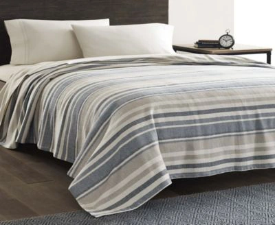 Eddie Bauer Herringbone Stripe Blue Blanket Bedding In Medium Blue