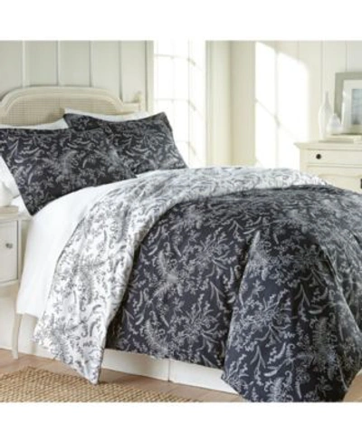 Southshore Fine Linens Winter Brush Reversible Down Alt Comforter Sham Set Bedding In Black
