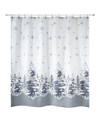 AVANTI SILVER TREES HOLIDAY PRINTED SHOWER CURTAIN, 72" X 72"