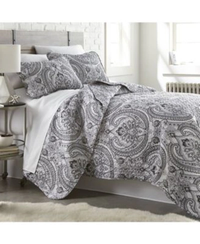 Southshore Fine Linens Classic Paisley 3 Piece Quilt Sham Set Bedding In Black