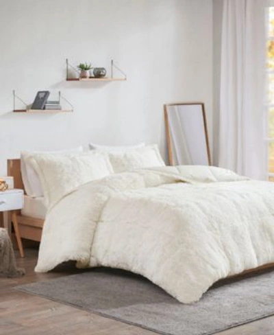 Intelligent Design Malea 3 Piece Shaggy Faux Fur Comforter Set In Grey