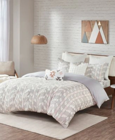 Ink+ivy Inkivy Suri 3 Piece Cotton Jacquard Comforter Set Collection Bedding In Gray/blush