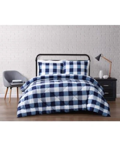 Truly Soft Everyday Buffalo Plaid Comforter Sets Bedding In Navy And White