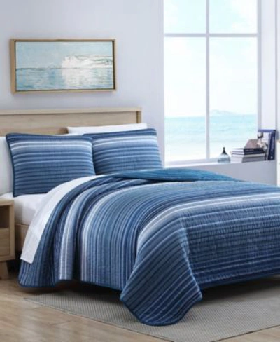 Nautica Coveside Blue Cotton Reversible Quilt Sets Bedding