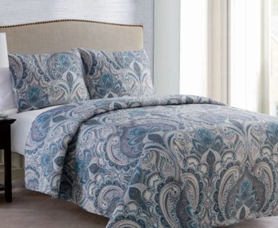 Vcny Home Lawrence Pinsonic Rev 3 Pc. Quilt Sets In Blue