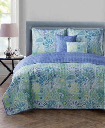 Vcny Home Harmony Reversible 5 Piece Quilt Sets In Blue