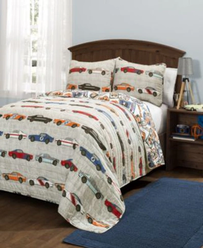 Lush Decor Race Cars 3 Pc. Quilt Sets Bedding In Navy