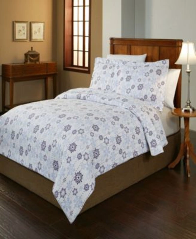 Pointehaven Snowdrop Print Luxury Size Cotton Flannel Duvet Set Bedding In Snow Drop