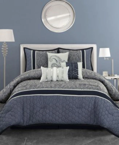 Stratford Park Donovan 7 Piece Comforter Set Collection Bedding In Navy