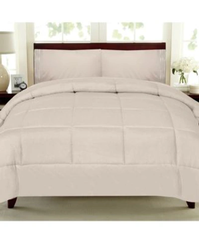 Sweet Home Collection Solid Color Box Stitch Down Alternative Comforters In Cream