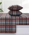 Azores Home Brentwood Plaid 170 Gsm Flannel Extra Deep Pocket Sheet Set Bedding In Brown