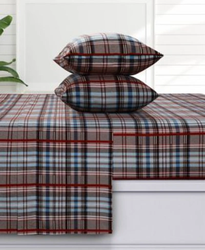 Azores Home Brentwood Plaid 170 Gsm Flannel Extra Deep Pocket Sheet Set Bedding In Brown
