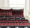 Tribeca Living Holiday Print Heavyweight Flannel Extra Deep Pocket Sheet Set Bedding In Gingham Deer