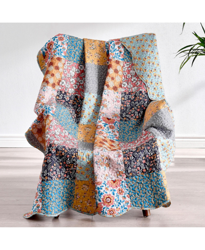 Greenland Home Fashions Carlie Calico Throw, 50" X 60" In Turquoise