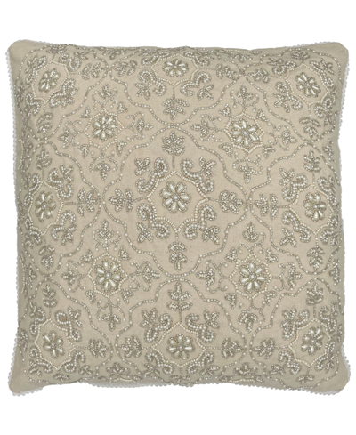 Mod Lifestyles Emblem Medallion Beaded Pillow, 20" X 20" In Ivory