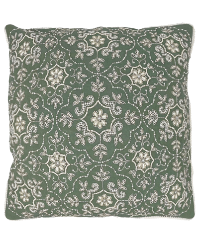 Mod Lifestyles Emblem Medallion Beaded Pillow, 20" X 20" In Green Bay