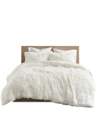 Intelligent Design Malea Shaggy Faux Fur Duvet Cover Sets In White
