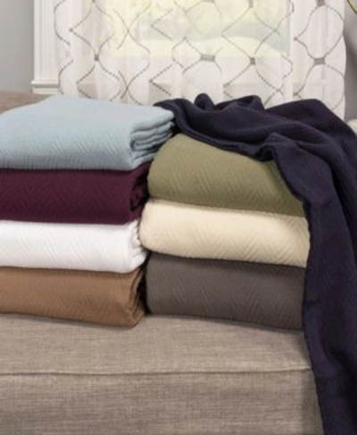 Superior Chevron Woven All Season Cotton Blanket Collection Bedding In Taupe
