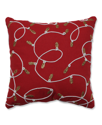 Pillow Perfect Strings Of Lights Decorative Pillow, 11.5" X 11.5" In Red
