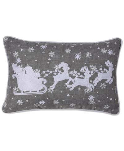 Pillow Perfect Santa Sleigh And Reindeers Decorative Pillow, 12" X 18" In Gray